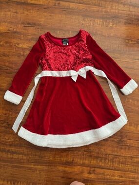 Pink & Violet Red Velvet Dress with White Trim